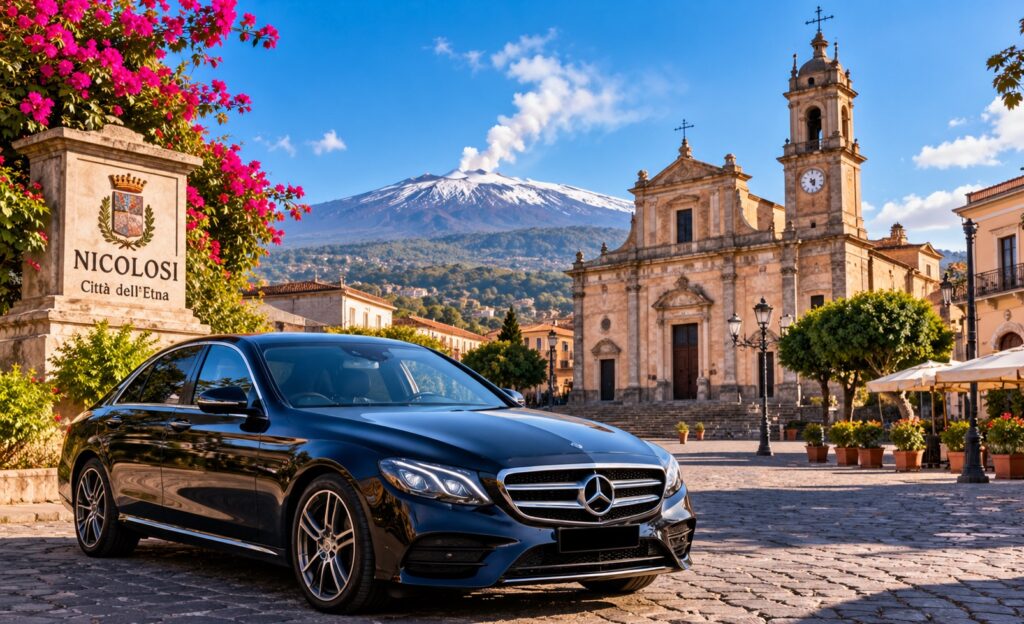 NCC a Nicolosi con auto privata e panorama dell'Etna