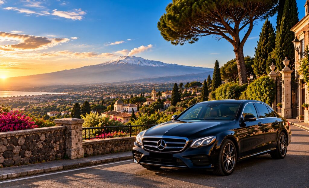 Auto NCC a Viagrande con panorama dell'Etna sullo sfondo
